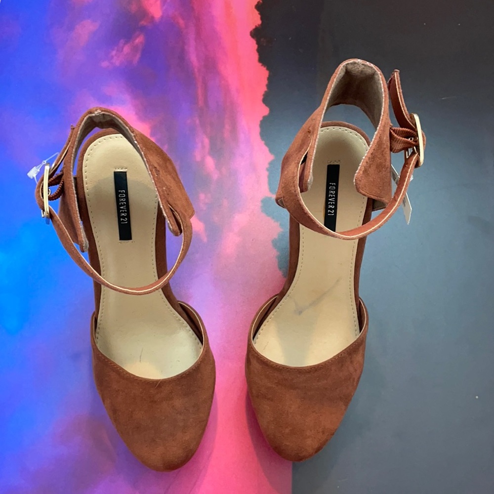 Forever 21 Ankle Wrap Wedges size 8